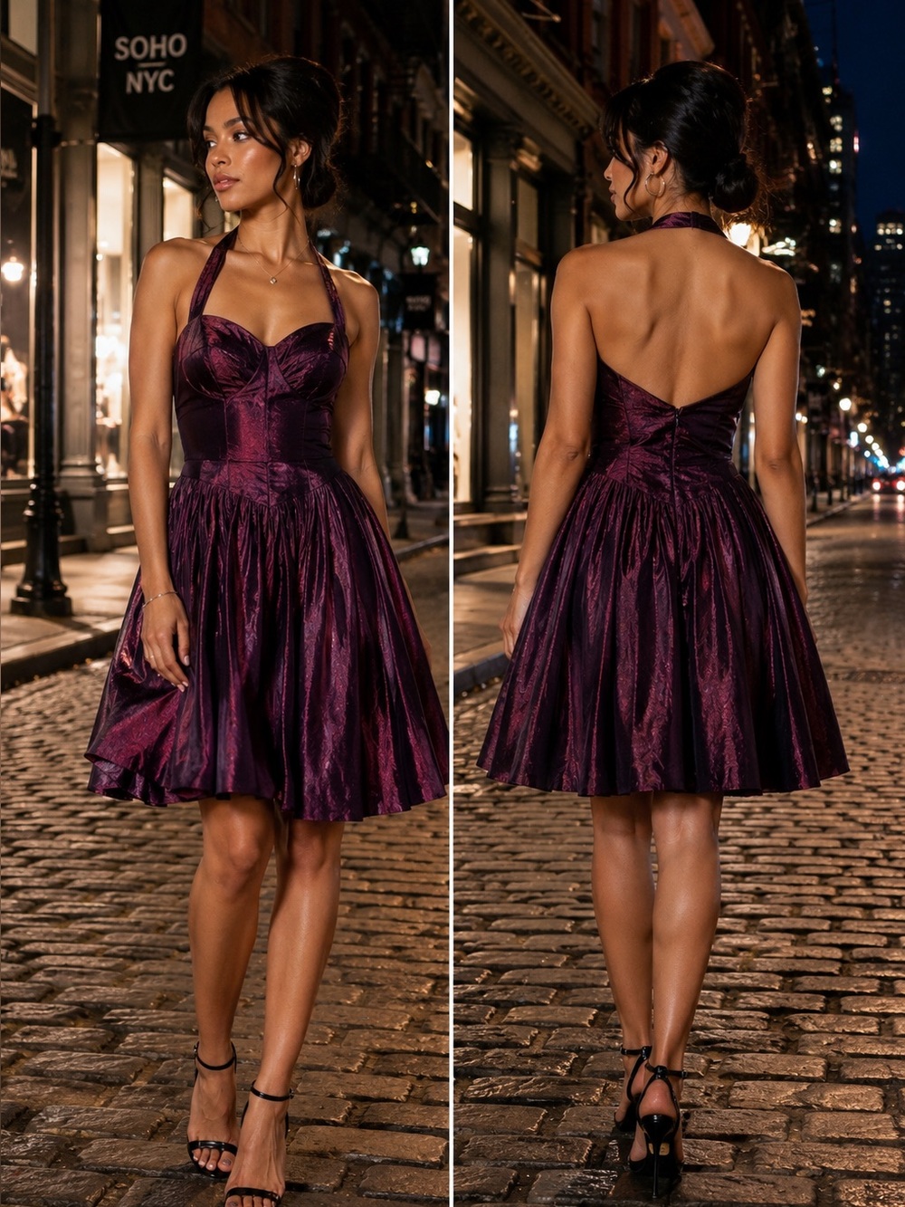 Adrianna Papell One-Shoulder Party Dress in Deep Plum